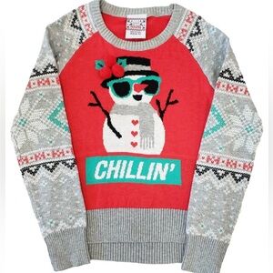 Red and Gray “Chillin” Snowman Sweater- Well Worn Brand
